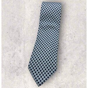 CHURCH'S Silk Tie ENGLAND Navy Blue Tartan W:3.7" EUC